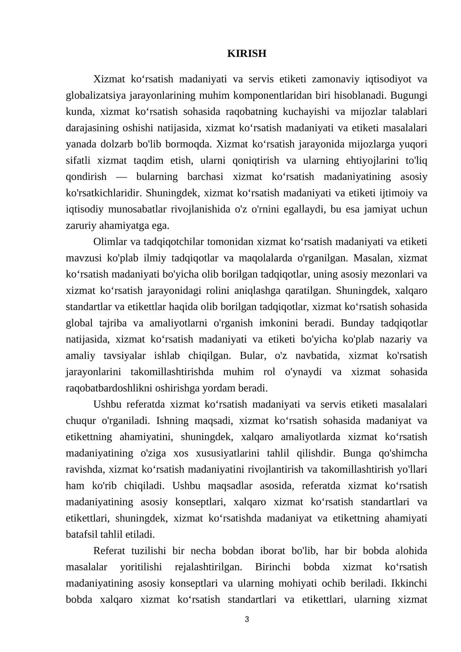 Xizmat koʻrsatish madaniyati va servis etiketi: xalqaro amaliyotlar 3