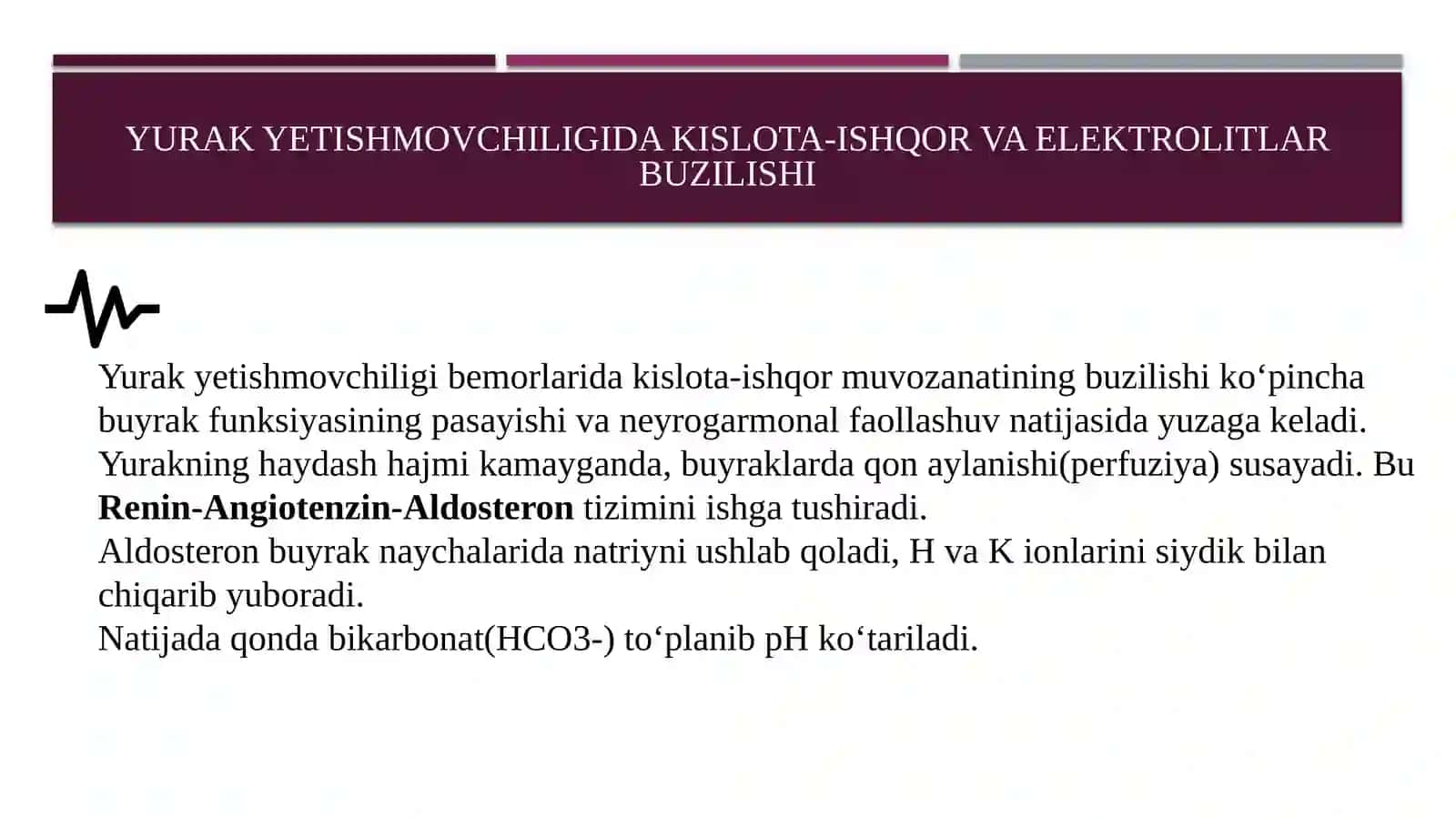 NAFAS ATSIDOZI, METABOLIC ATSIDOZ, NAFAS ALKALOZI VA METABOLIC ALKALOZLARNING KELIB CHIQISHI, BIOKIMYOVIY TASHXISI 3