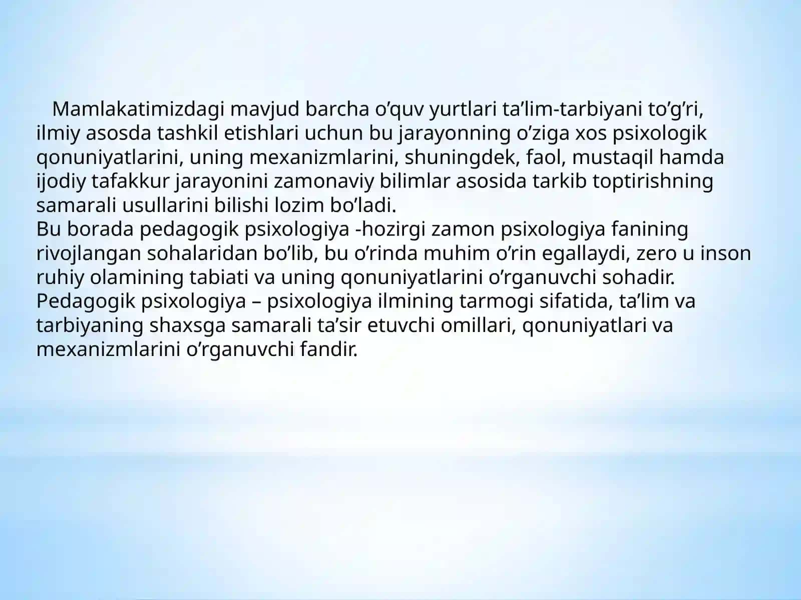 MAVZU. PEDAGOGIK PSIXOLOGIYA FANINING PREDMETI, MAQSAD VA VAZIFALARI 3