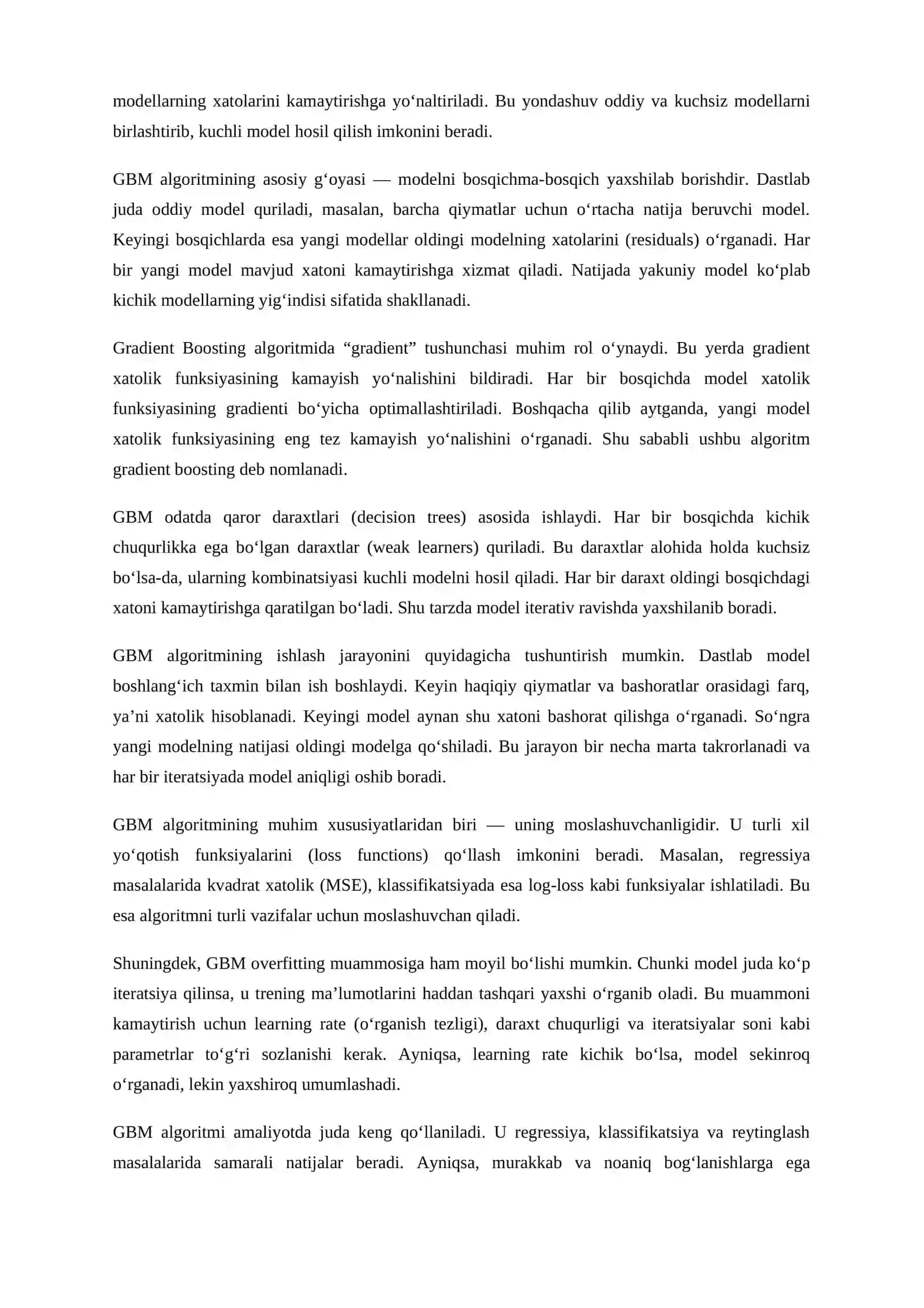 Gradient Boosting Machines (GBM) algoritmining asosiy tushunchalari va ishlash prinsipi 3