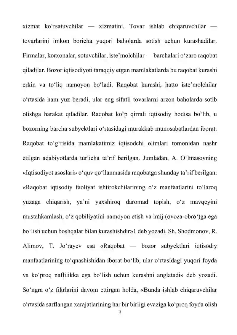 Raqobatchilik muhitini yuzaga keltirish va uni saqlashda davlatning ro’li 3