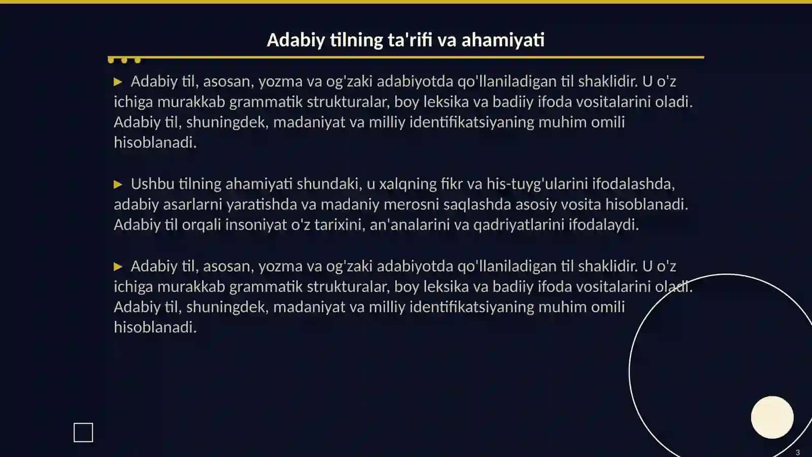 Adabiy til, Madaniy til 3