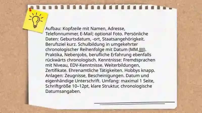 Ausbildungsberufe und Studiengänge: Lebenslauf 3