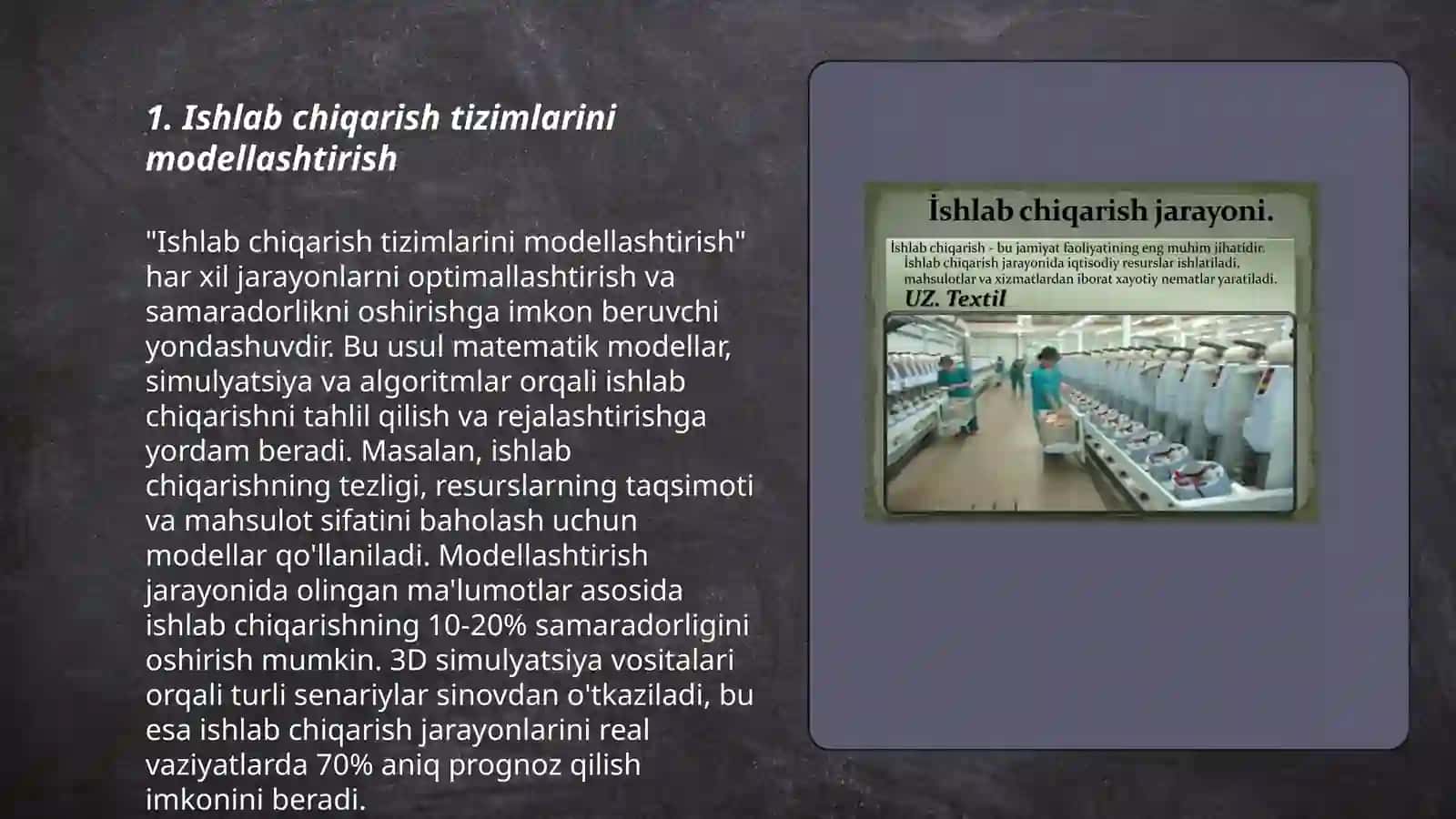 Ishlab chiqarish jarayonlarini modellashtirish avtomatlashtirish va optimallashtirish 3