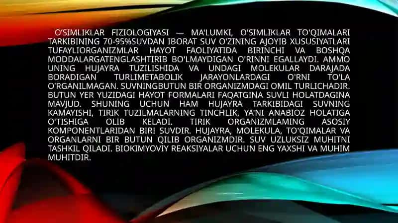 O’simliklarni suvalmashinuvi fiziologiyasi 3