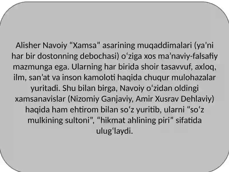 Xamsa asarining muqaddimalari unda xamsanavislar tasavvuf shayhlar ta'rifi. 3
