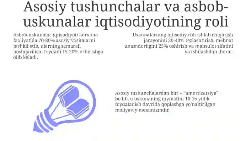 Korxonada asbob-uskunalar iqtisodiyotini tashkil etish 3
