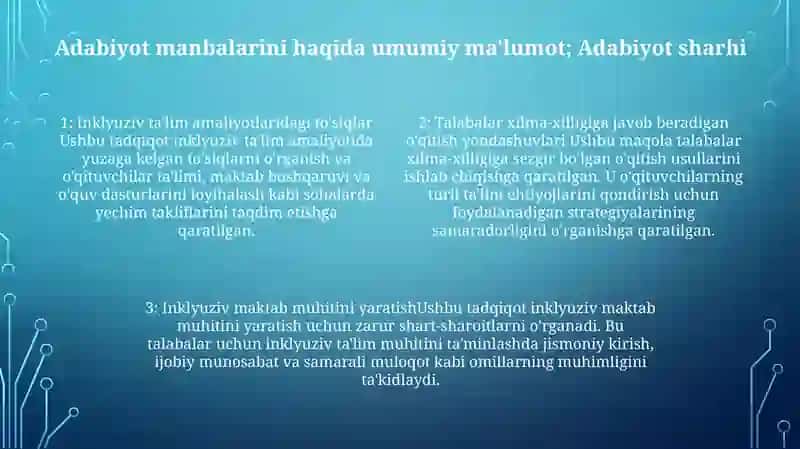 Turli Yonalishdagi Ilmiy Tadqiqitlarda Inklyuziv Talimiy Muamolarni Òrganish 3