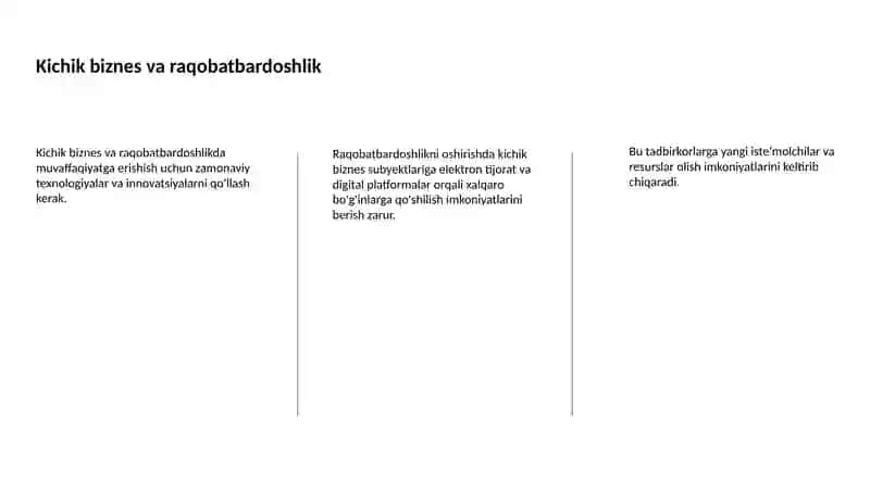 Kichik biznes subyektlarining raqobatbardoshligini oshirish usullari 3