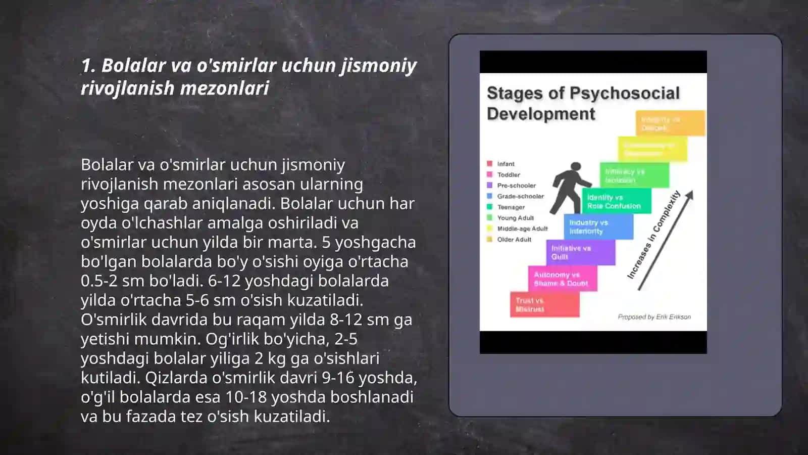 Bolalar va o'smirlar uchun jismoniy rivojlanish mezonlari 3