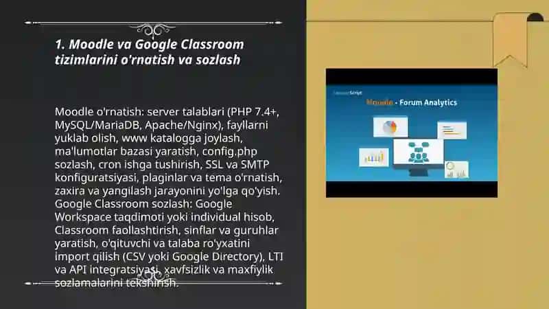 Moodle va Google Classroom tizimlarini o'rnatish va sozlash 3