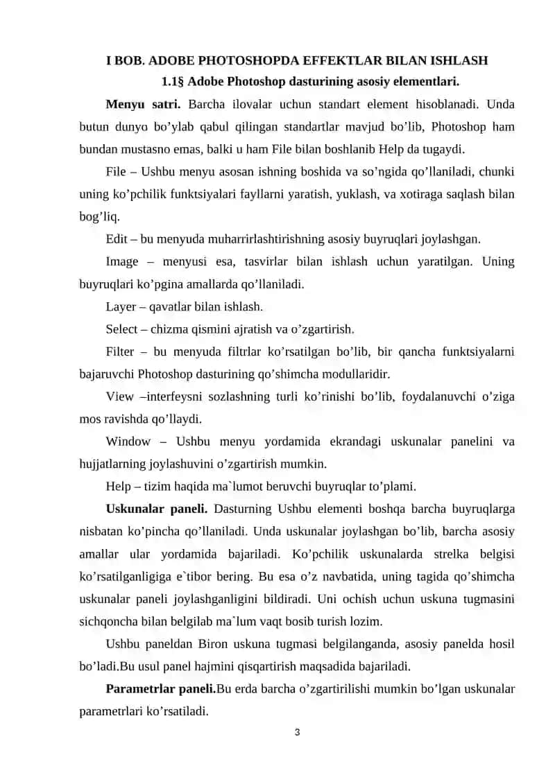 ADOBE PHOTOSHOP DASTURIDA RASMLAR BILAN ISHLASH JARAYONIDA FILTRLAR VA EFFEKTLARDAN FOYDALANISHNING AHAMIYATI 3
