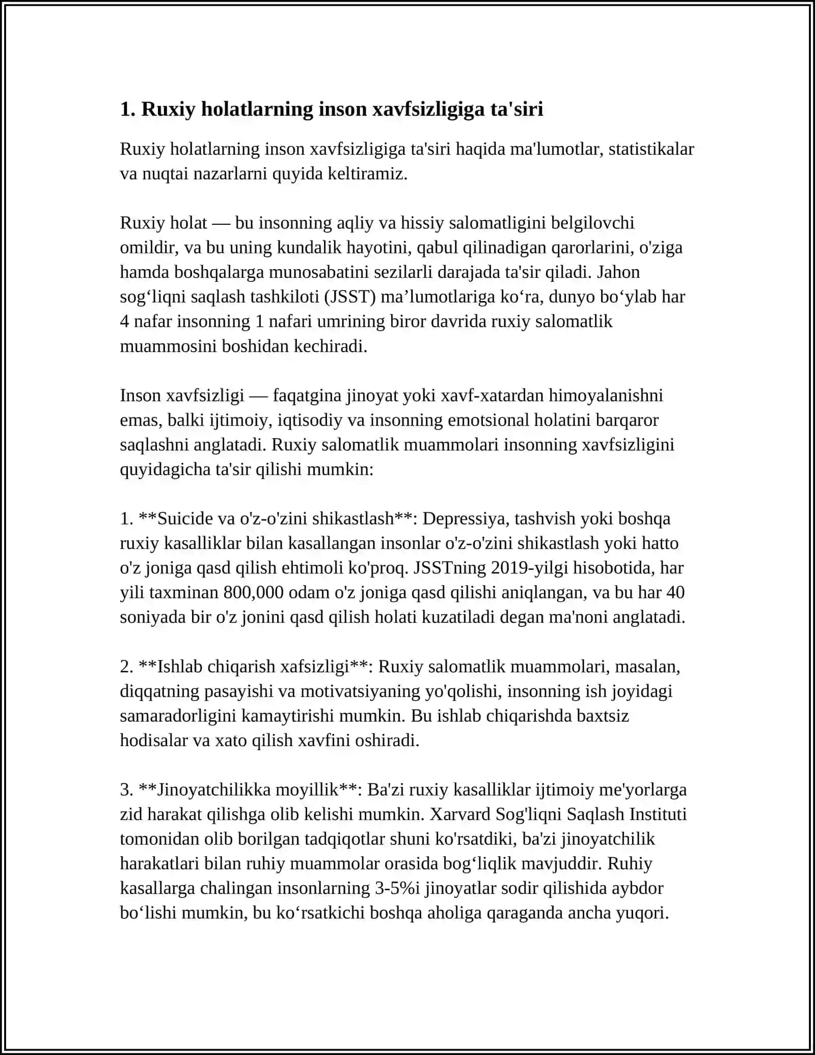 RUXIY XOLATLAR VA INSON XAVFSIZLIGI 3