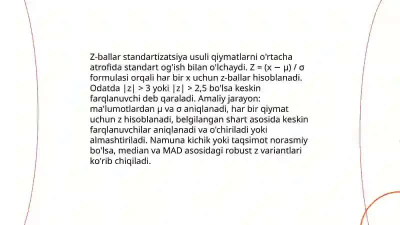 Tasodifiy sonlar toʻplamidagi keskin farqlanuvchi qiymatlarini chiqarib tashlash usullari 3