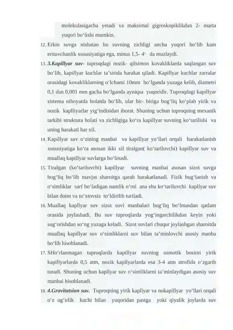 Tuproq suv rejimining irigatsion tipi va uning o’simlik rivojlanishiga ta’siri 3