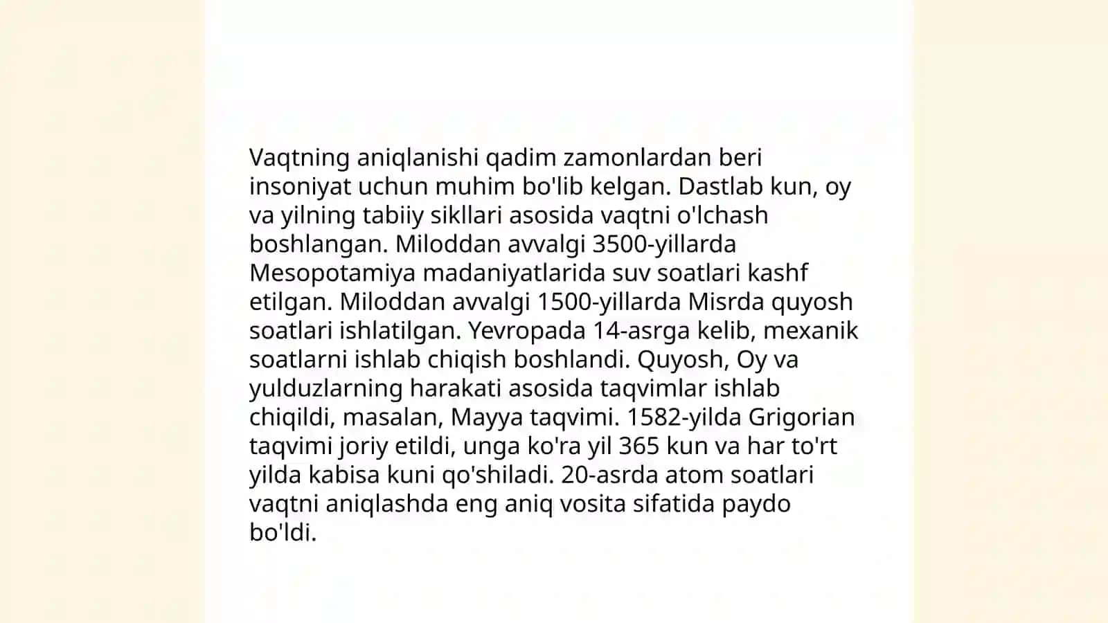 Vaqt va uning oʻziga xos xususiyatlari masala toʻplmai 3