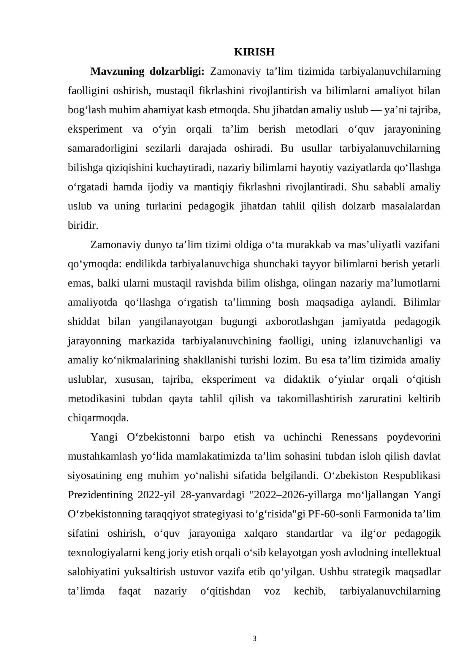 AMALIY USLUB VA UNING TURLARI (TAJRIBA, EKSPERIMENT, O‘YIN ORQALI TA’LIM) PEDAGOGIK TAHLILI 3