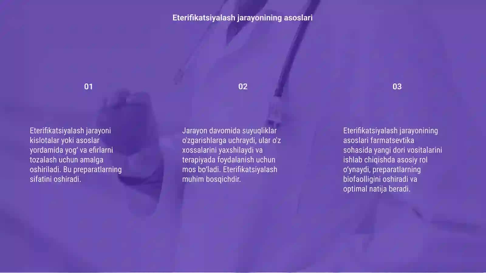 Eterifikasiyalash jarayonlari asosida olinadigan dori preparatlari 3