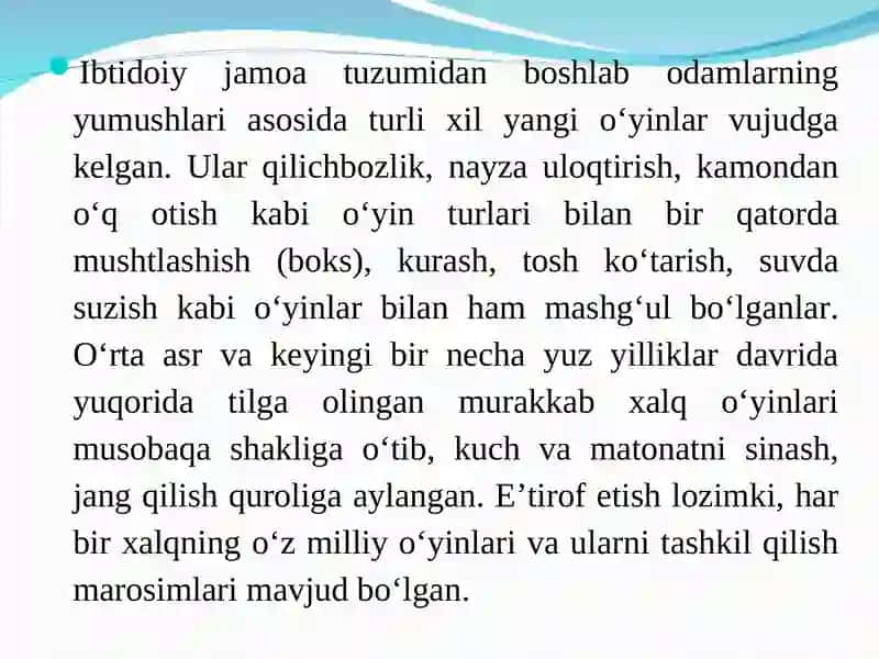 O‘zbek xalq o‘yinlarining mohiyati va tasnifiy hususiyatlari 3