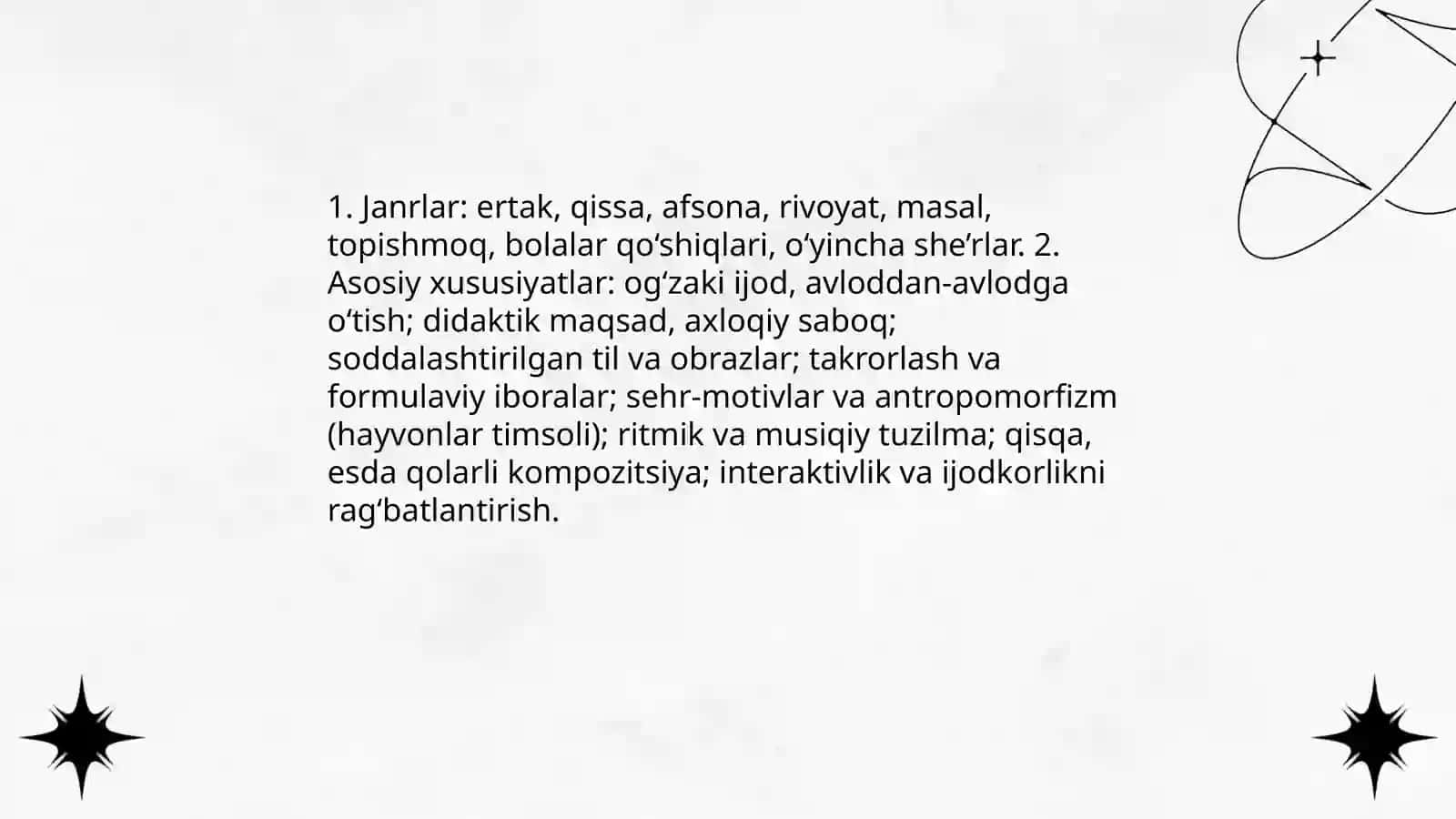 Bolalar folklori janrlari va ularning oʻziga xos jihatlari 3