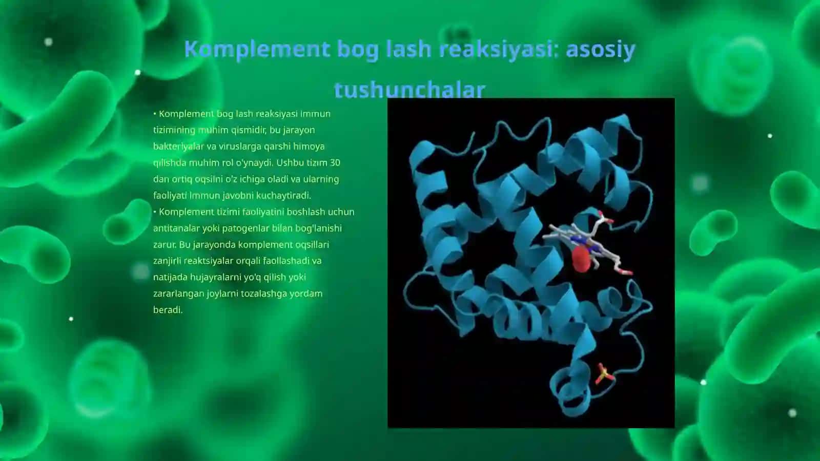 Komplement bog lash reaksiyasi mexanizmini ko'rib chiqish. Vitaminlar almashinuvi buzilishlari uchun xos bo lgan metabolik o'zgarishlar 3