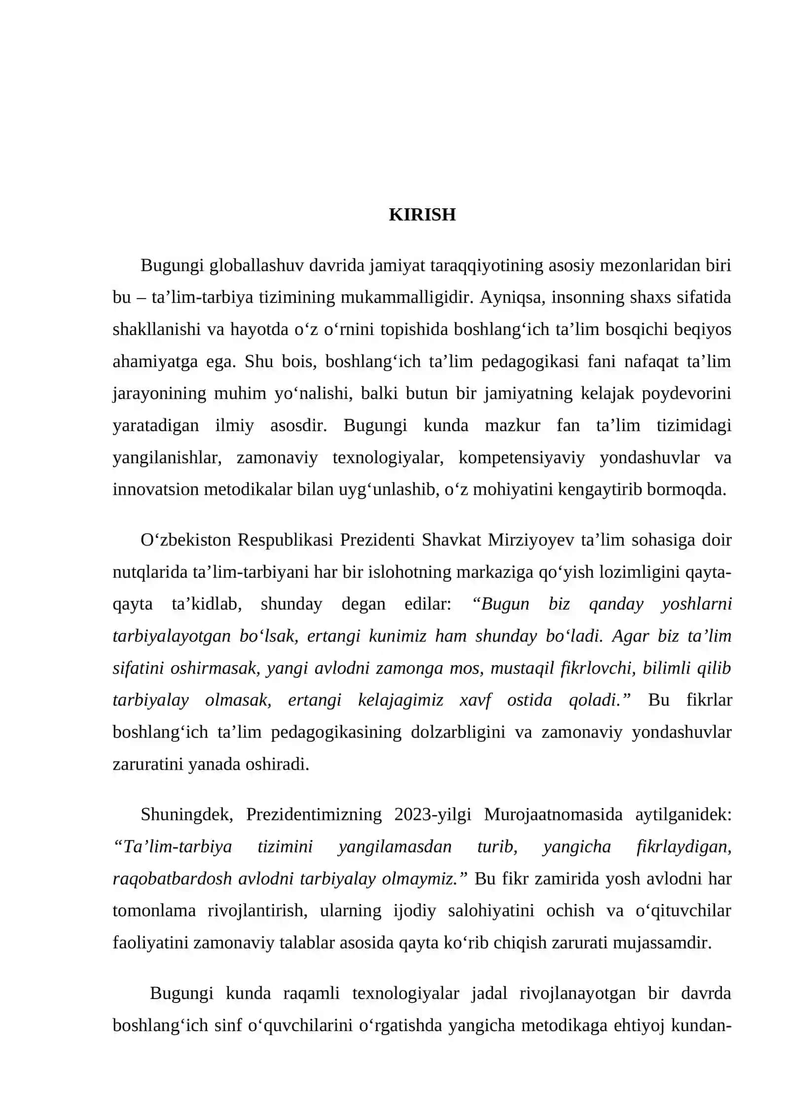 Boshlang'ich ta'lim pedagogikasi fanining mazmuni va uning zamonaviyligi 3