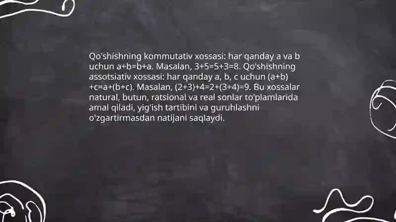Arifmetik amallar va ularni xossalari 3