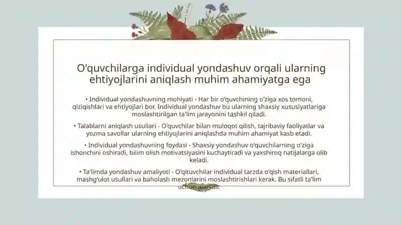 O'quvchilarga individual yondashuv 3