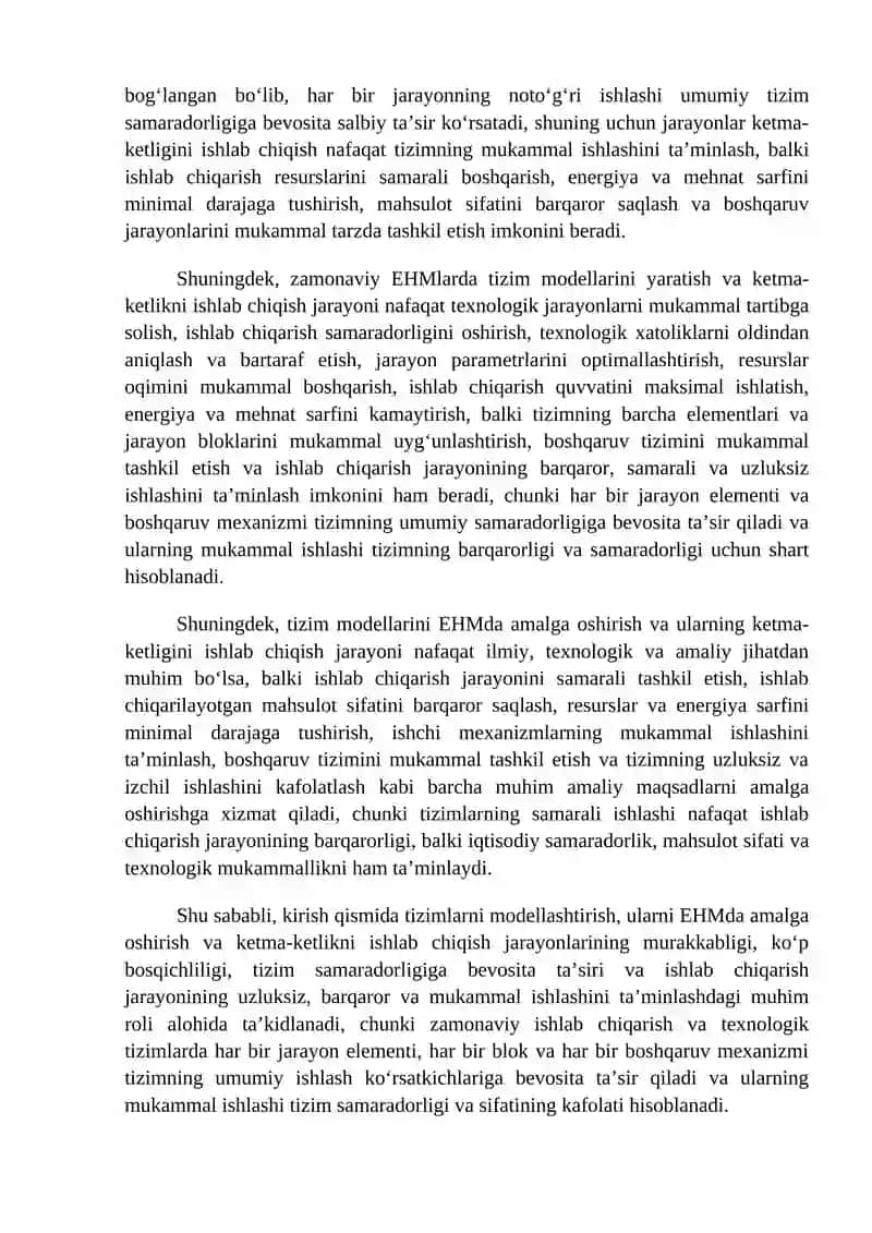 Tizimlarning modellarini EHMda amalga oshirish va ularning ketma ketligini ishlab chiqish 3