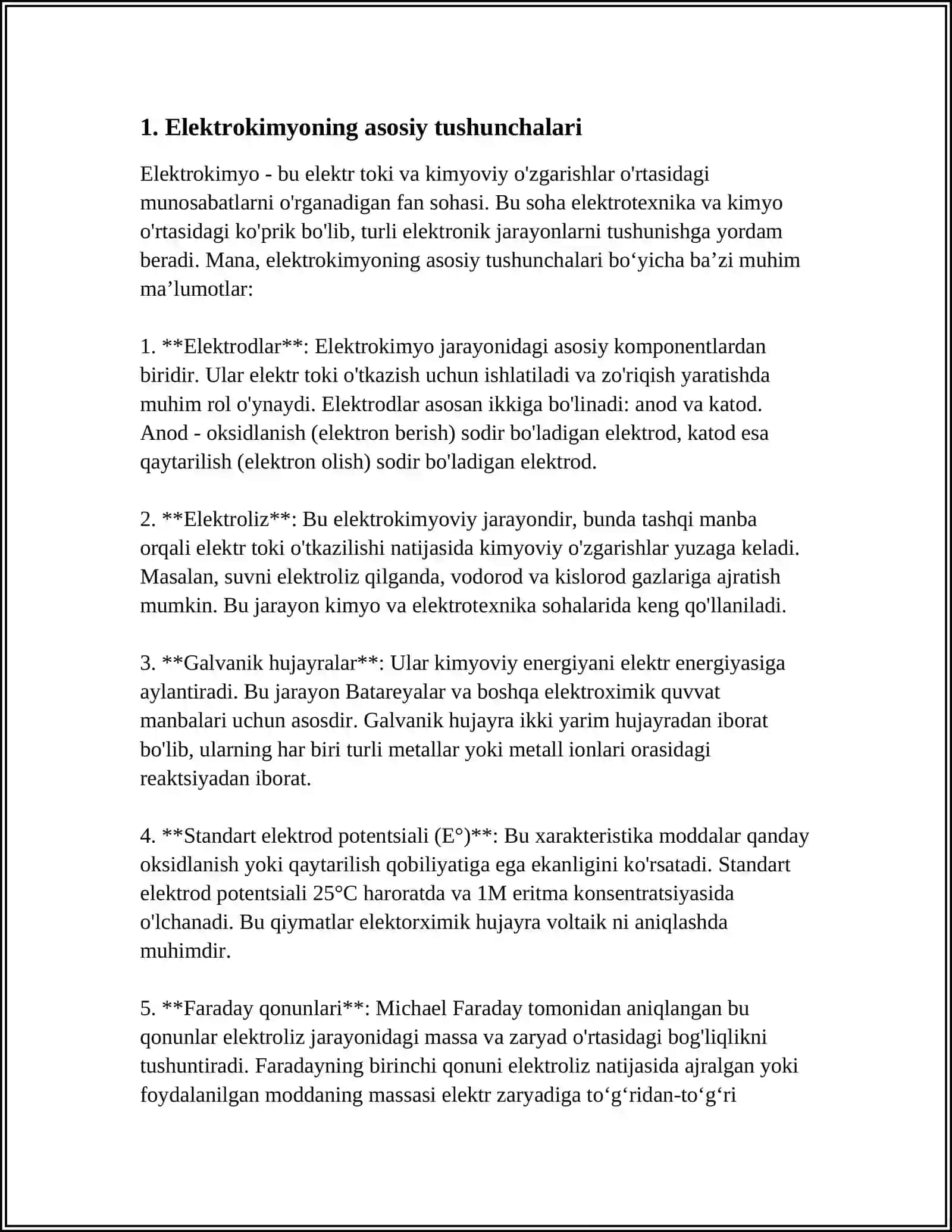 ELEKTROKIMYO ASOSLARI. ELEKTRO TKAZUVCHANLIK. KONDUKTOMETRIYA 3
