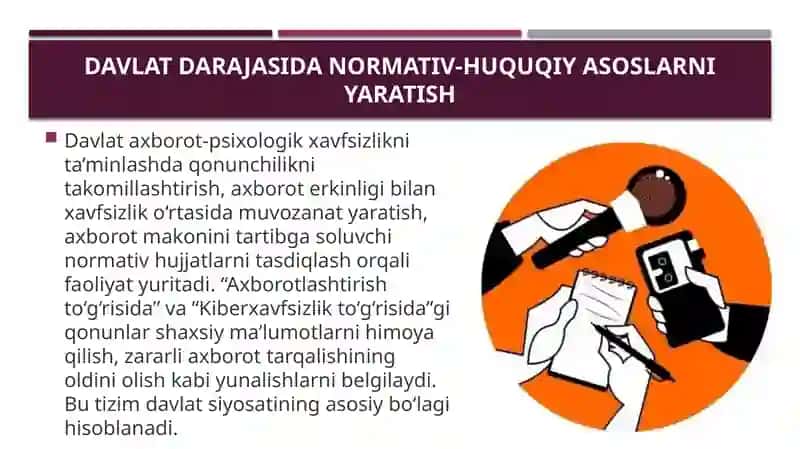 Davlat jamiyat va shaxs axborot-psixalogik xavfsizligini ta’minlash yonalishlari 3