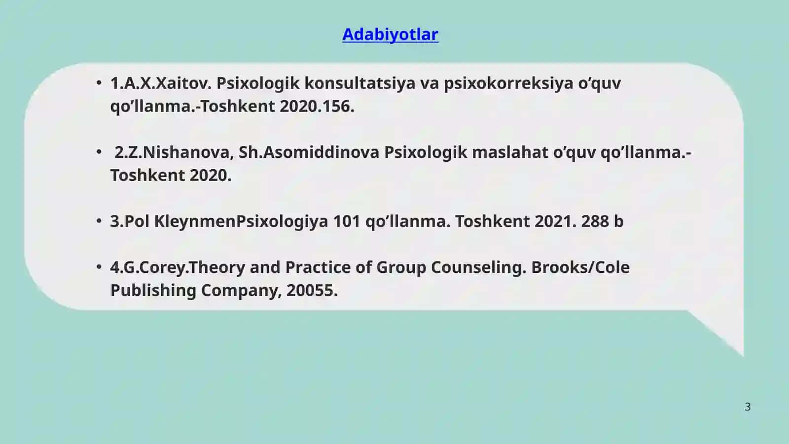 YETAKCHI ZAMONAVIY KONSULTATIV NAZARIYALAR VA TEXNOLOGIYALAR TALQINI 3