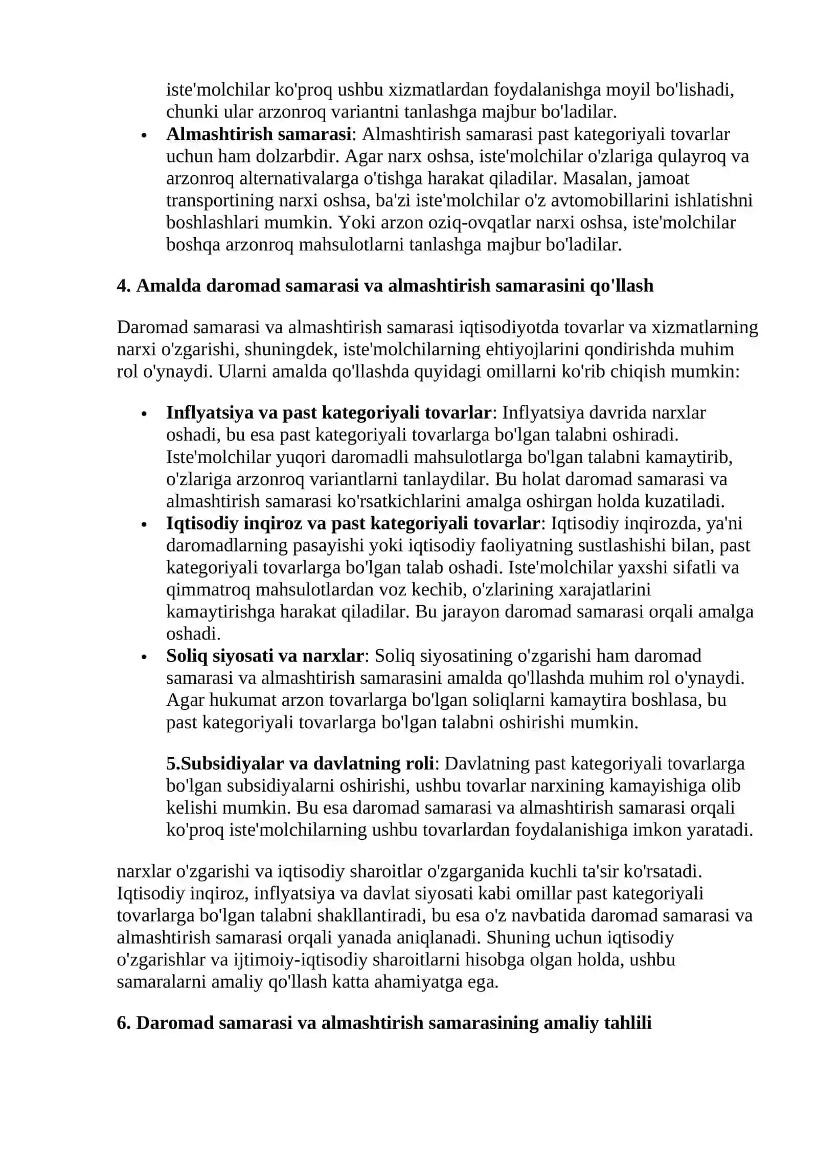 Daromad samarasi va almashtirish samarasi 3