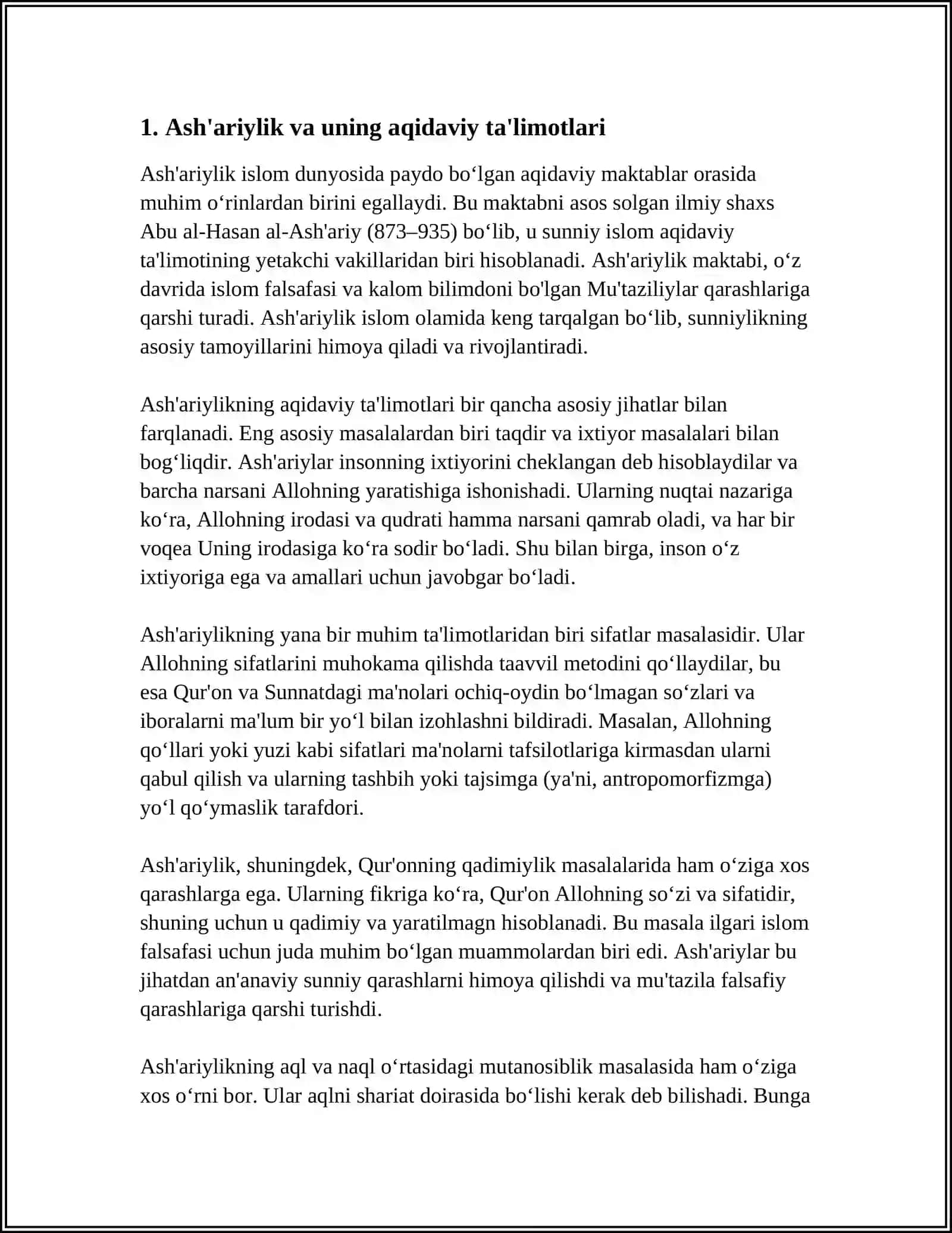 ISLOM DININING AQIDAVIY YUNALISHLARI VA MAKTABLARI 3