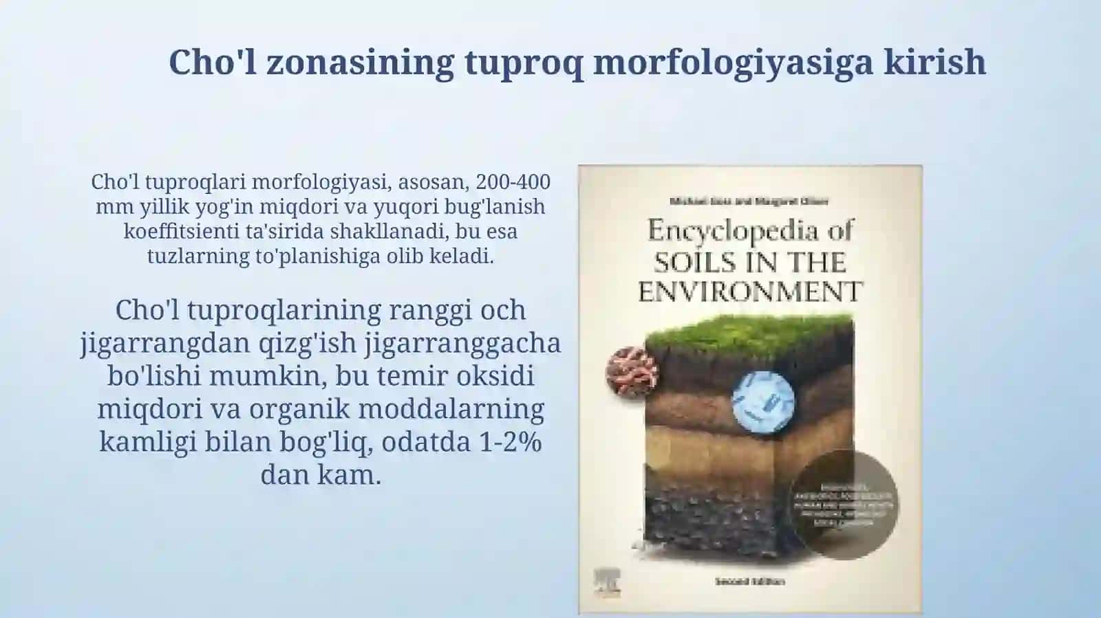 Cho'l zonasining tuproq morfologiyasiga ta'sir etuvchi omillar 3