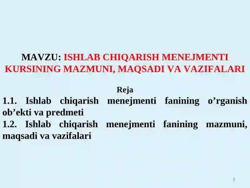 Ishlab chiqarish menejmenti 3