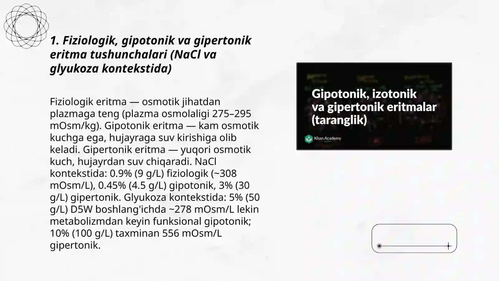 Osh tuzi va glyukozaning fiziologik,gipotonik, gipertonik eritmalarini tayyorlash 3