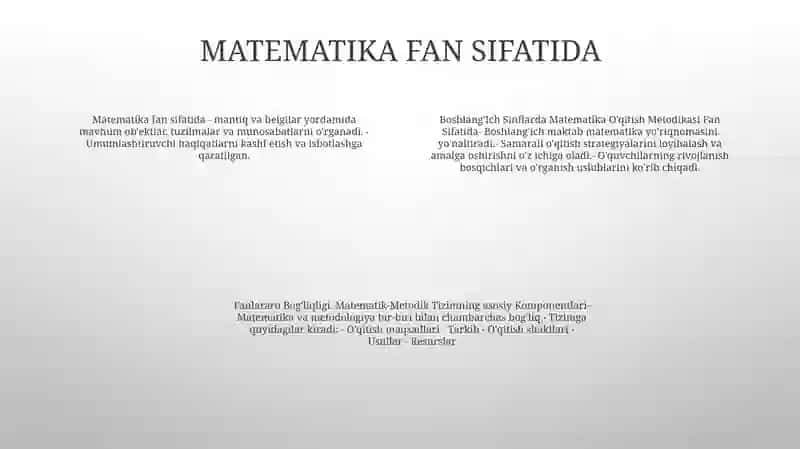 BoshlangʻIch Sinflarda Matematika OʻQitish Metodikasi 3