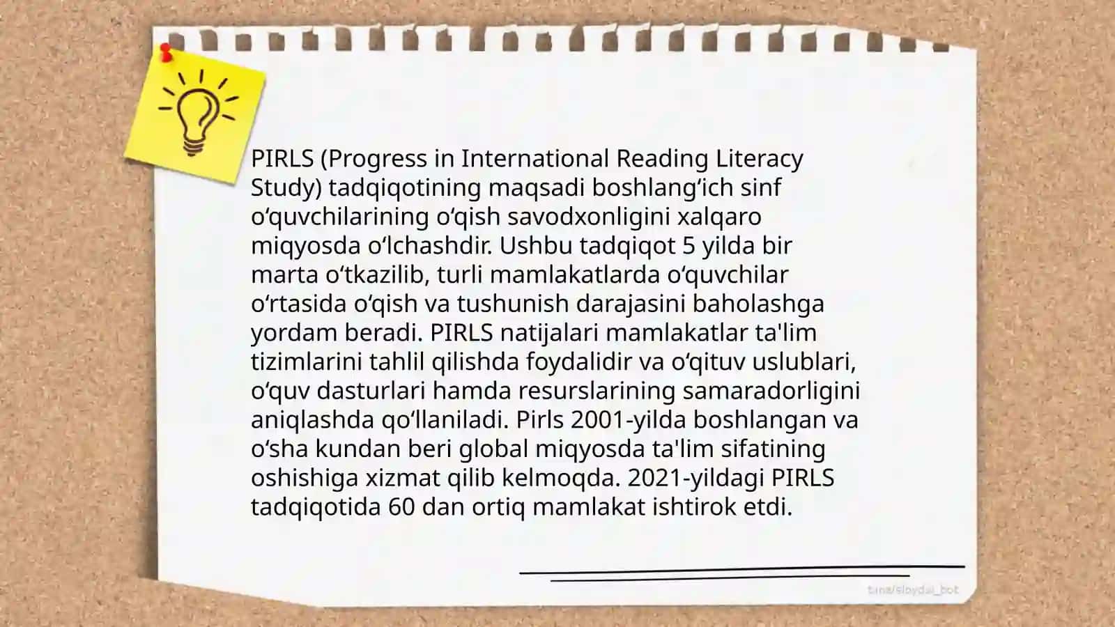 PIRLS xalqaro tadqiqotini o'rganish 3