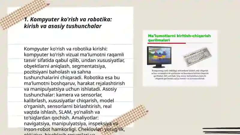 Kompyuter ko'rish tizimlari va robotlarda tasvirni qayta ishlash texnologiyalari 3