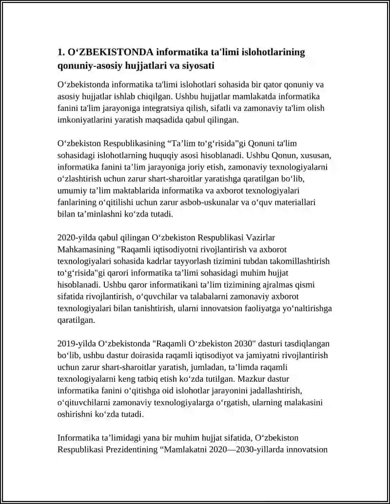 O‘ZBEKISTONDA INFORMATIKA FANINI O‘QITISH ISLOHOTLARNING MUOMMOLARI VA ISTIQBOLLARI 3