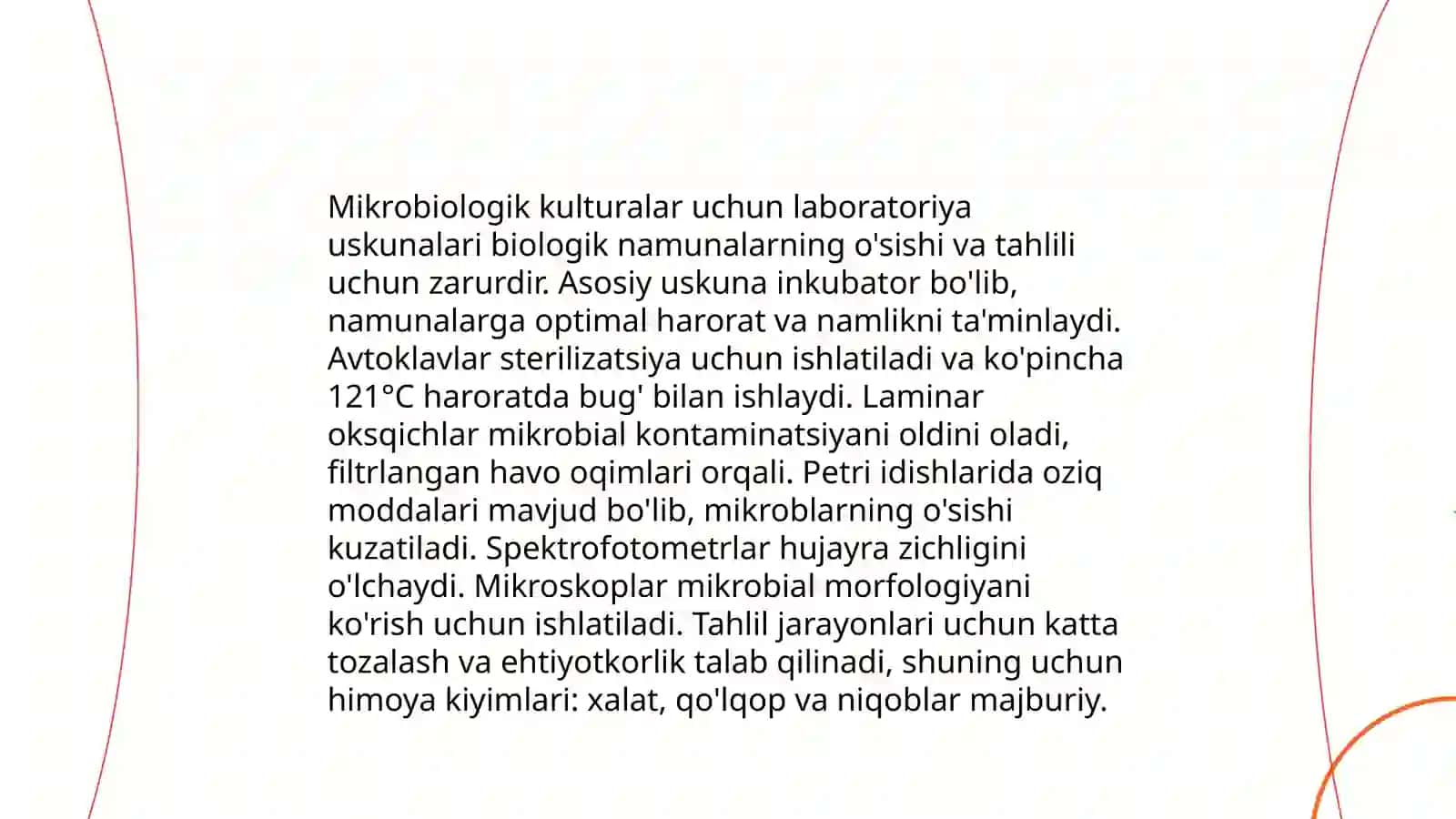 Mikroorganizm kulturalarini uskunalarini oʻrganish 3