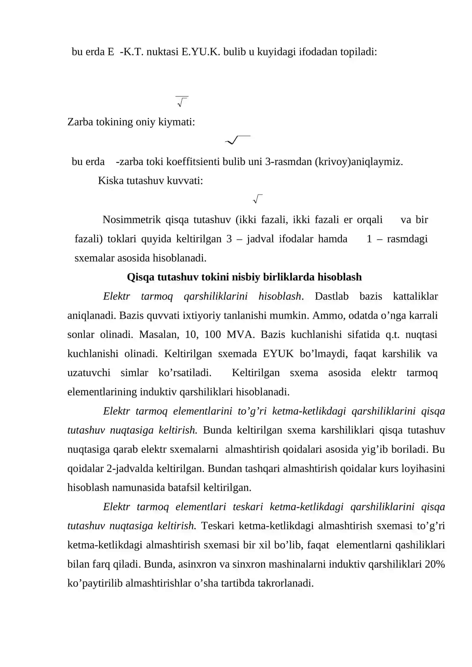 Elektr tarmoq elementlarining qarshiliklarini hisoblash 3