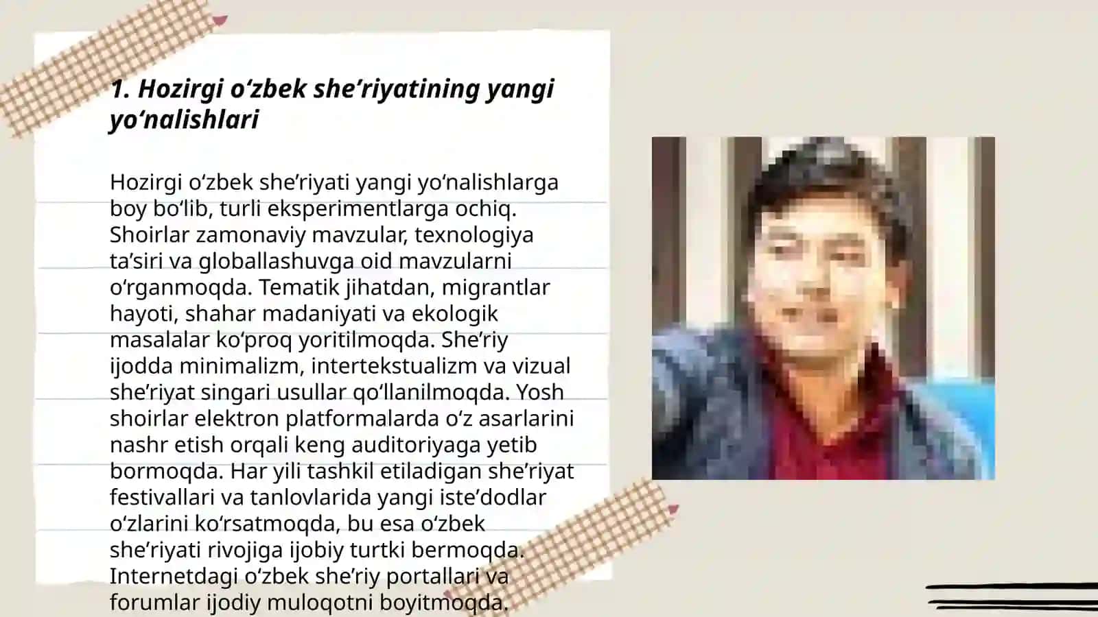Hozirgi oʻzbek sheʼriyatining yangi yoʻnalishlari 3