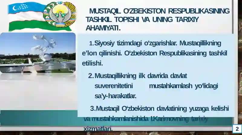 Mustaqil O‘zbekiston Respublikasining tashkil topishi va uning tarixiy ahamiyati 3