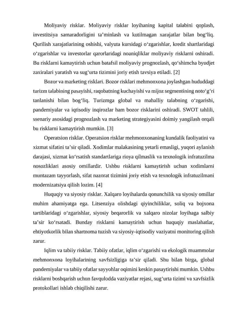 XALQARO MEHMONXONA LOYIHALARINING RISK TAHLILI 3