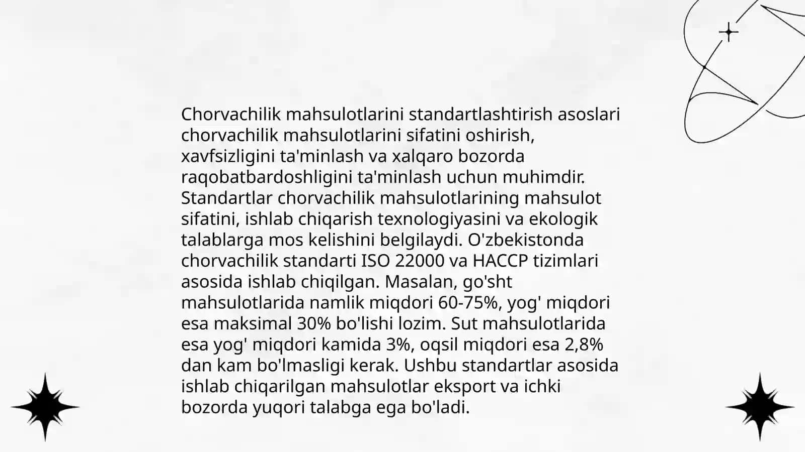Chorvachilik mahsulotlarini standartlashtirish 3
