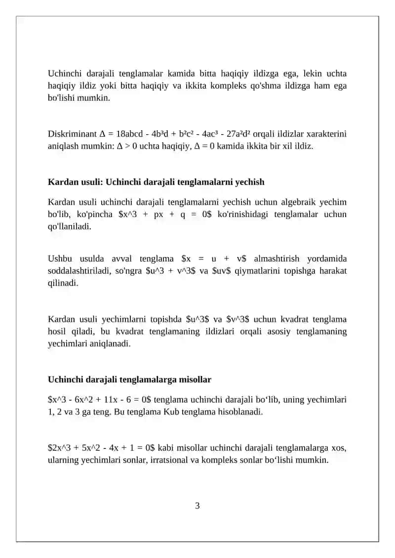 Uchinchi va tortinchi tartibli tenglamalar 3