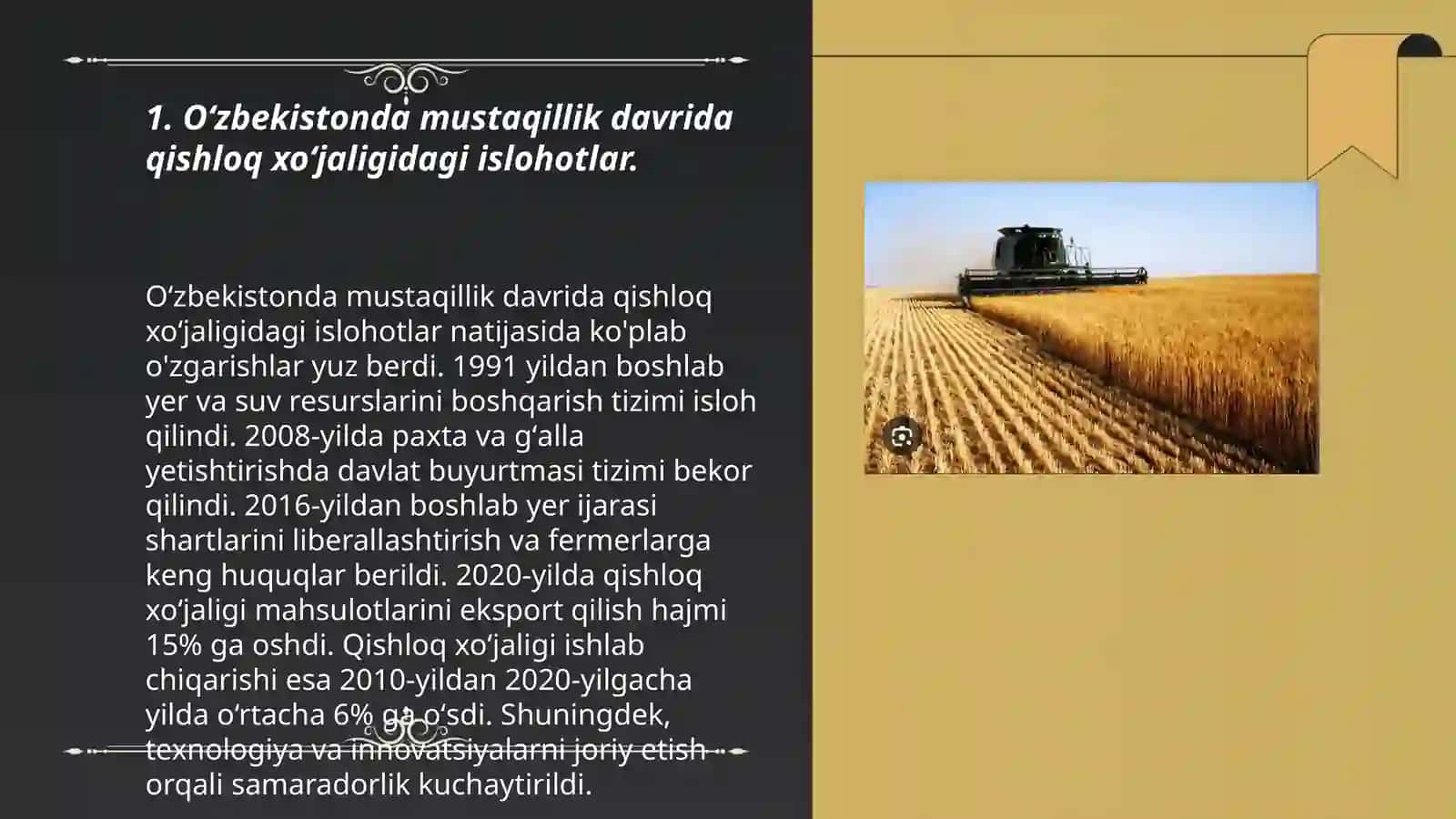 Oʻzbekistonda mustaqillik yillarida qishloq xo'jaligi va sanoat sohasidagi o'zgarishlar 3