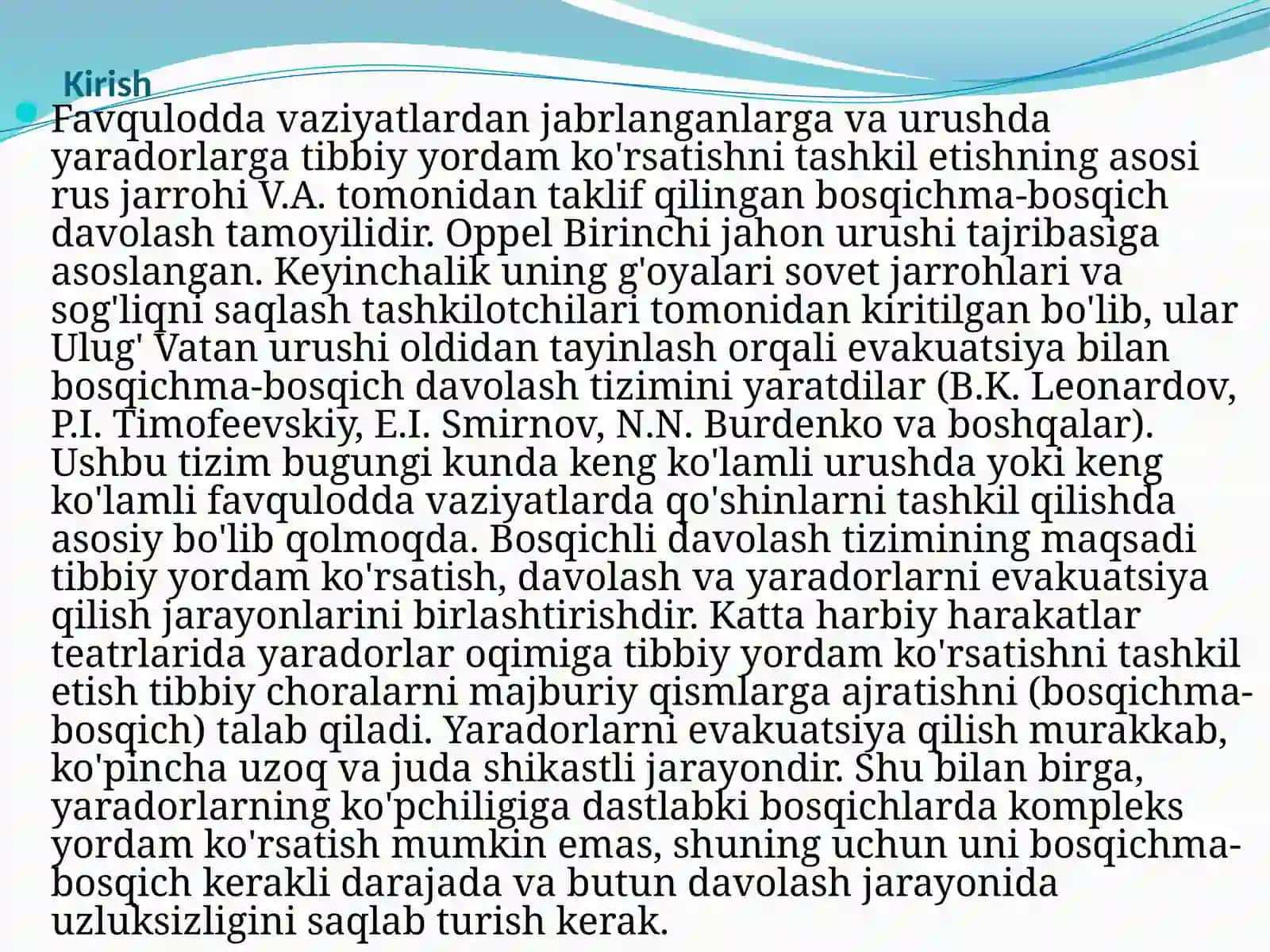 Tibbiy va evakuatsiya yordamini tashkil etish 3